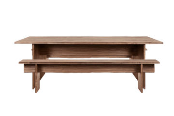 Stół jadalniany Bookmatch z ławkami 220 cm - Orzech - Hem