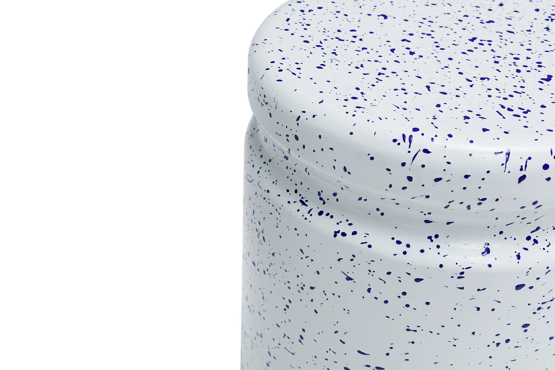 Taboret okrągły Last Ø32x44 cm, White-blue splatter Hem