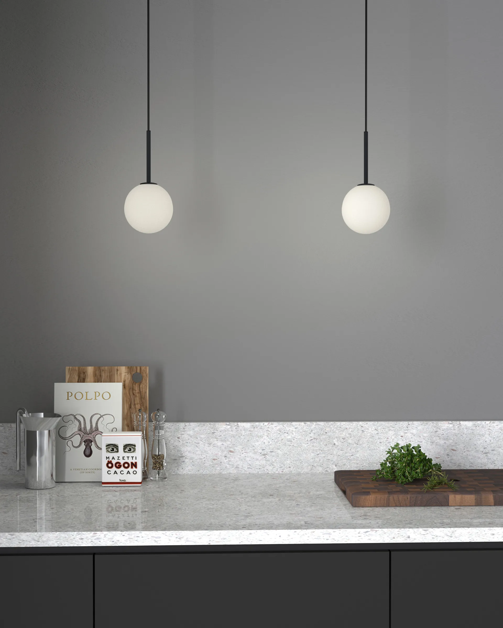 Ballon wisząca lampa, Matowa czerń Herstal