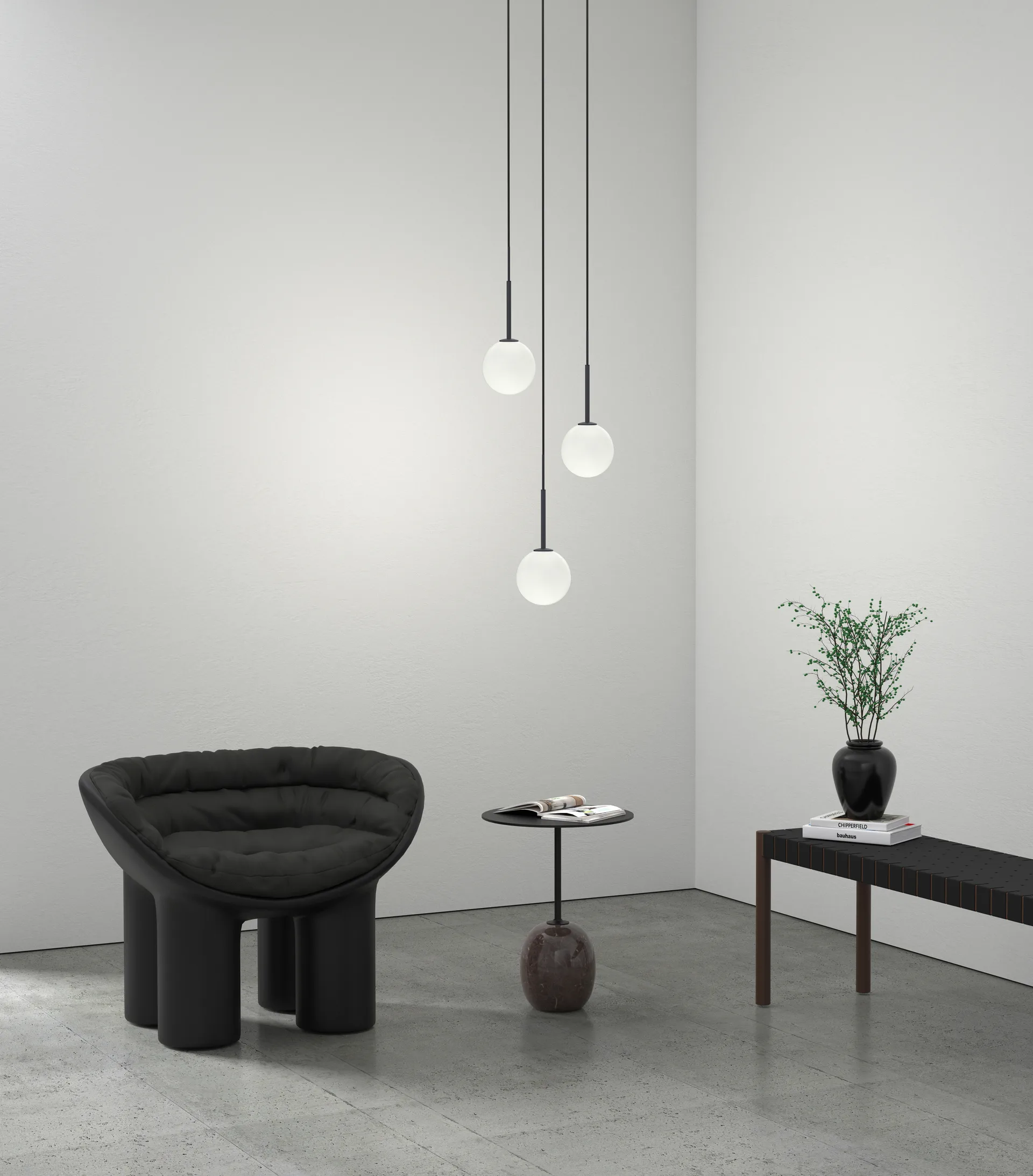 Ballon wisząca lampa, Matowa czerń Herstal