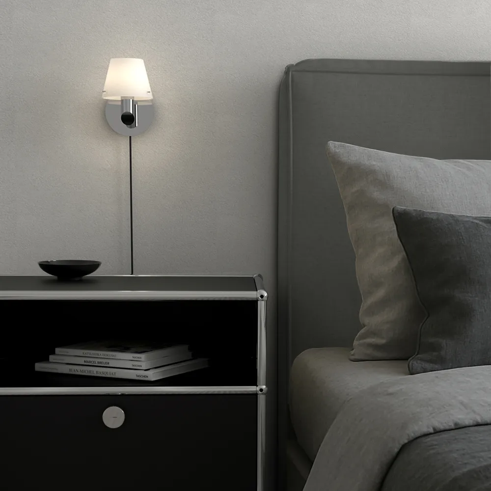 Kinkiet Gil, Chrom-szkło opalowe Herstal