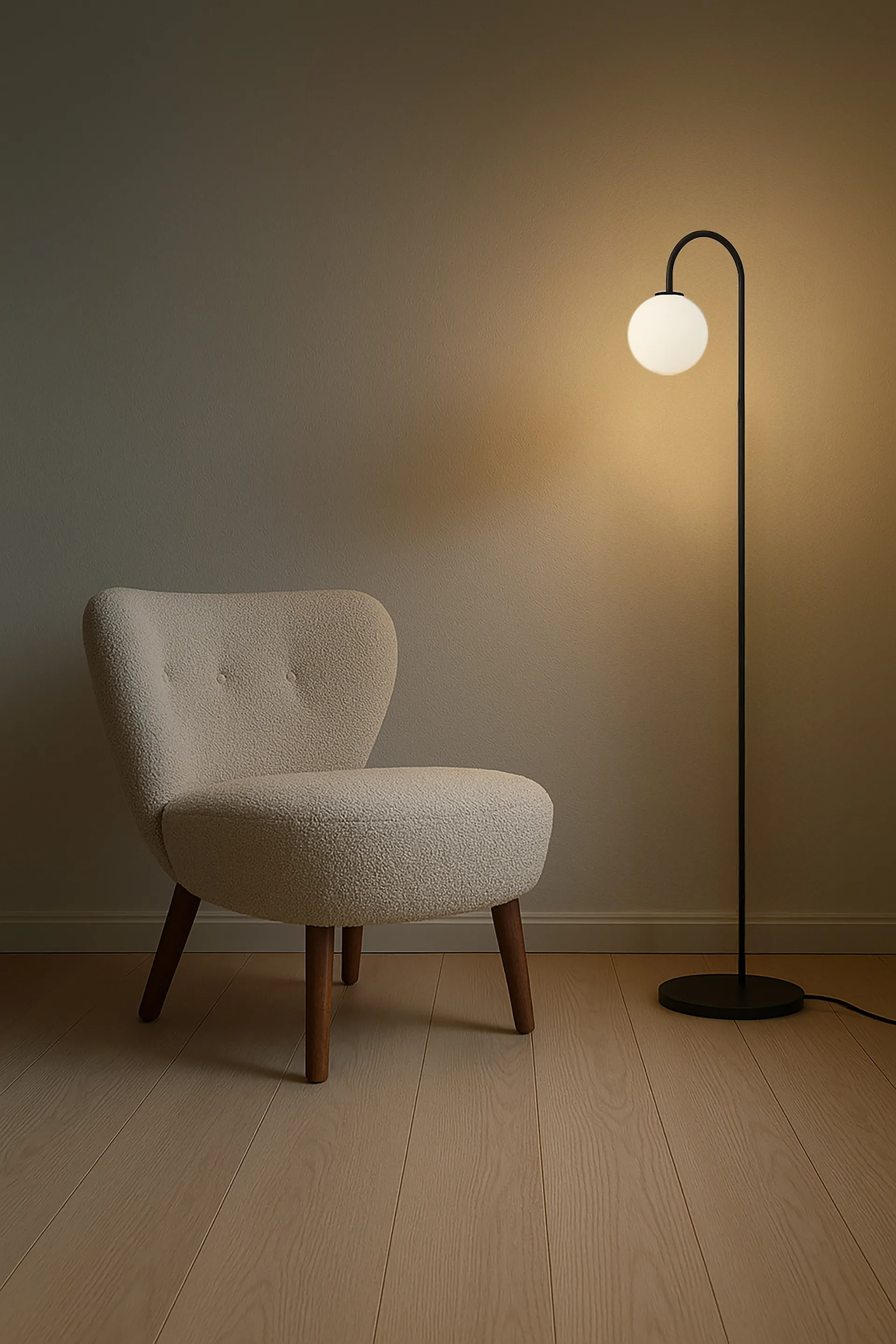 Lampa podłogowa Ballon 137 cm, Czarny Herstal