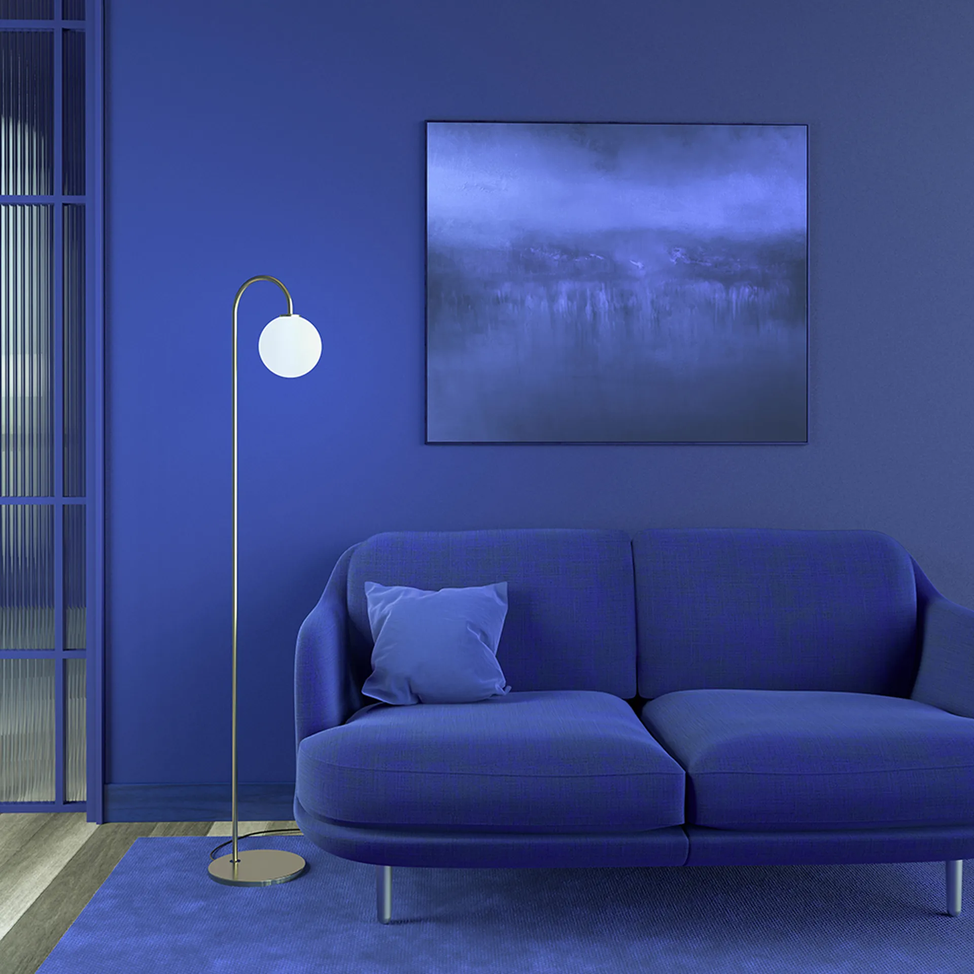 Lampa podłogowa Ballon 137 cm, Mosiądz Herstal