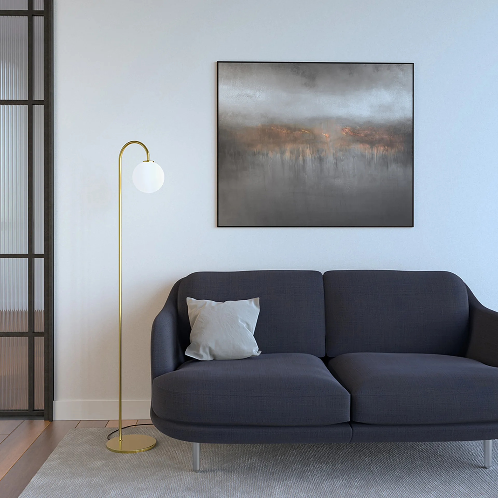 Lampa podłogowa Ballon 137 cm, Mosiądz Herstal