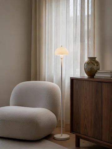 Lampa podłogowa Vienda - Biały-szkło opalowe - Herstal