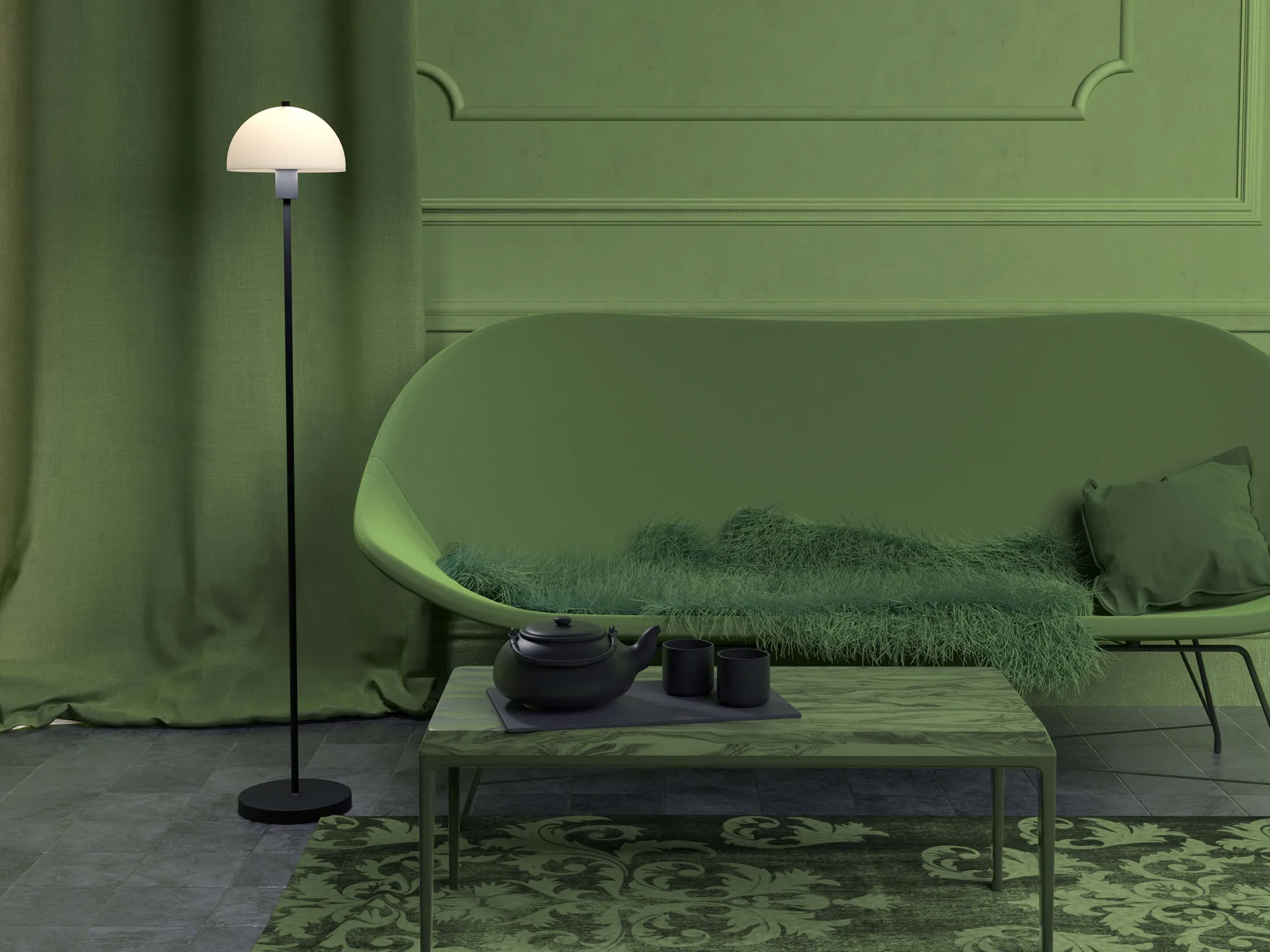 Lampa podłogowa Vienda, Czarny-szkło opalowe Herstal