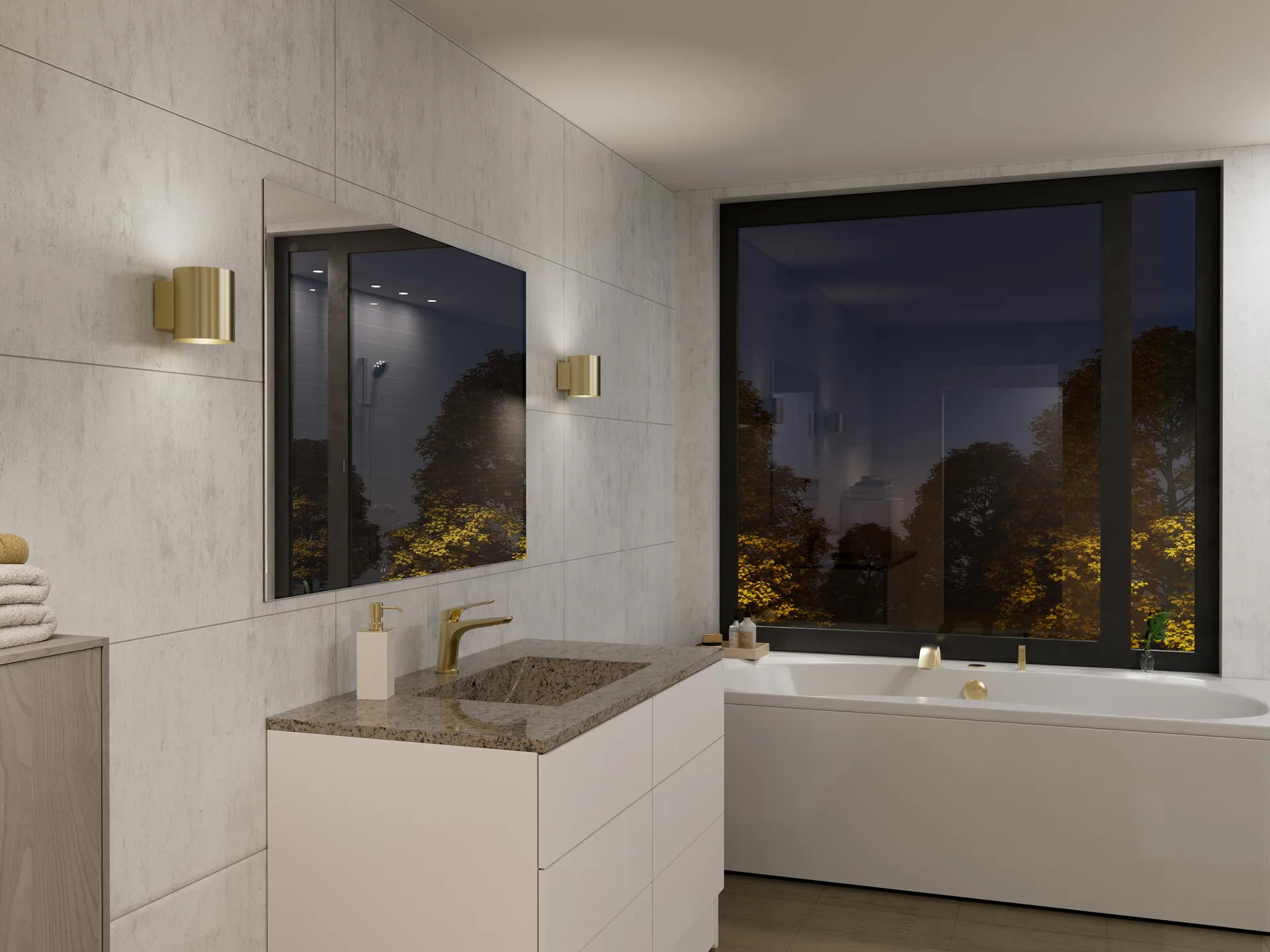 Lampa ścienna Evoke mała, Satin brass Herstal