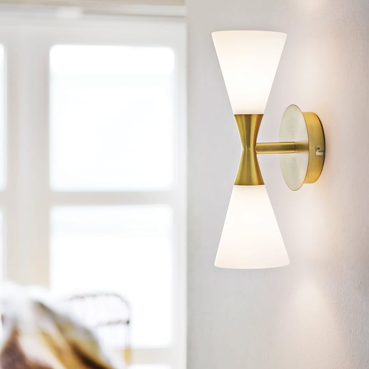 Lampa ścienna Harlekin duo, mosiądz - biały Herstal