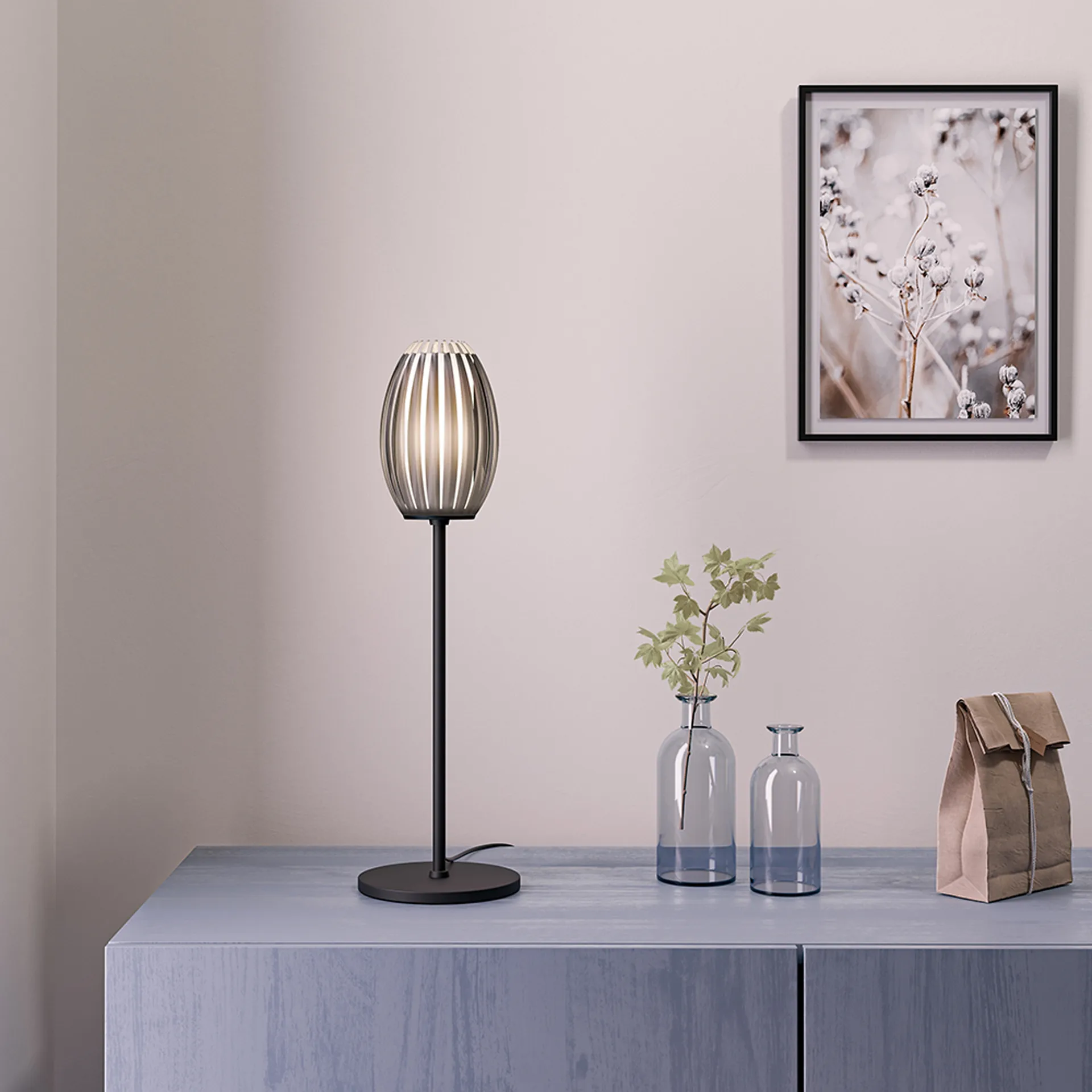 Lampa stołowa Tentacle 50 cm, Czarny-ciemnoszary Herstal