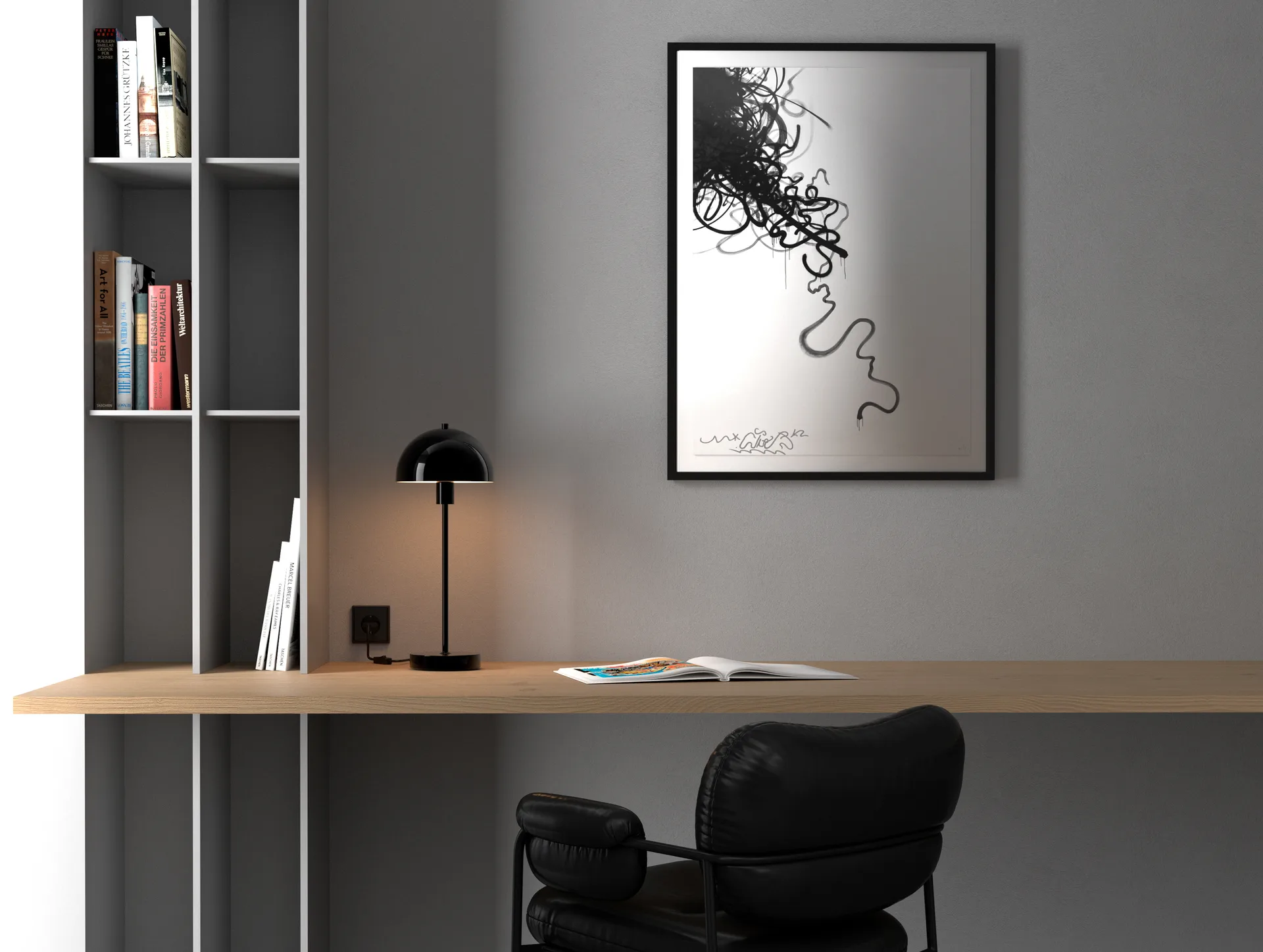 Lampa stołowa Vienda, Czarny połysk Herstal