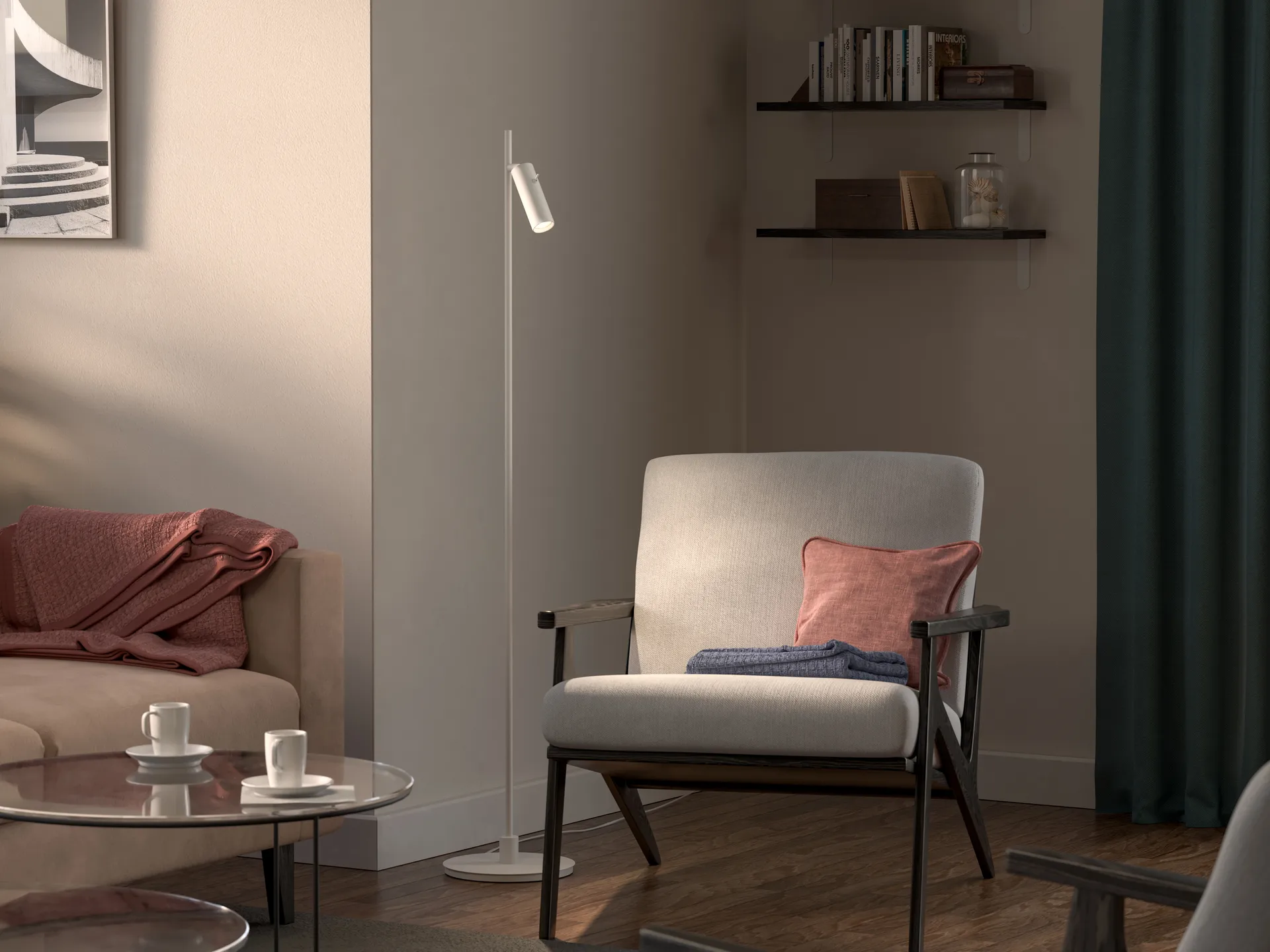 Pipeline lampa podłogowa, Matowa biel Herstal