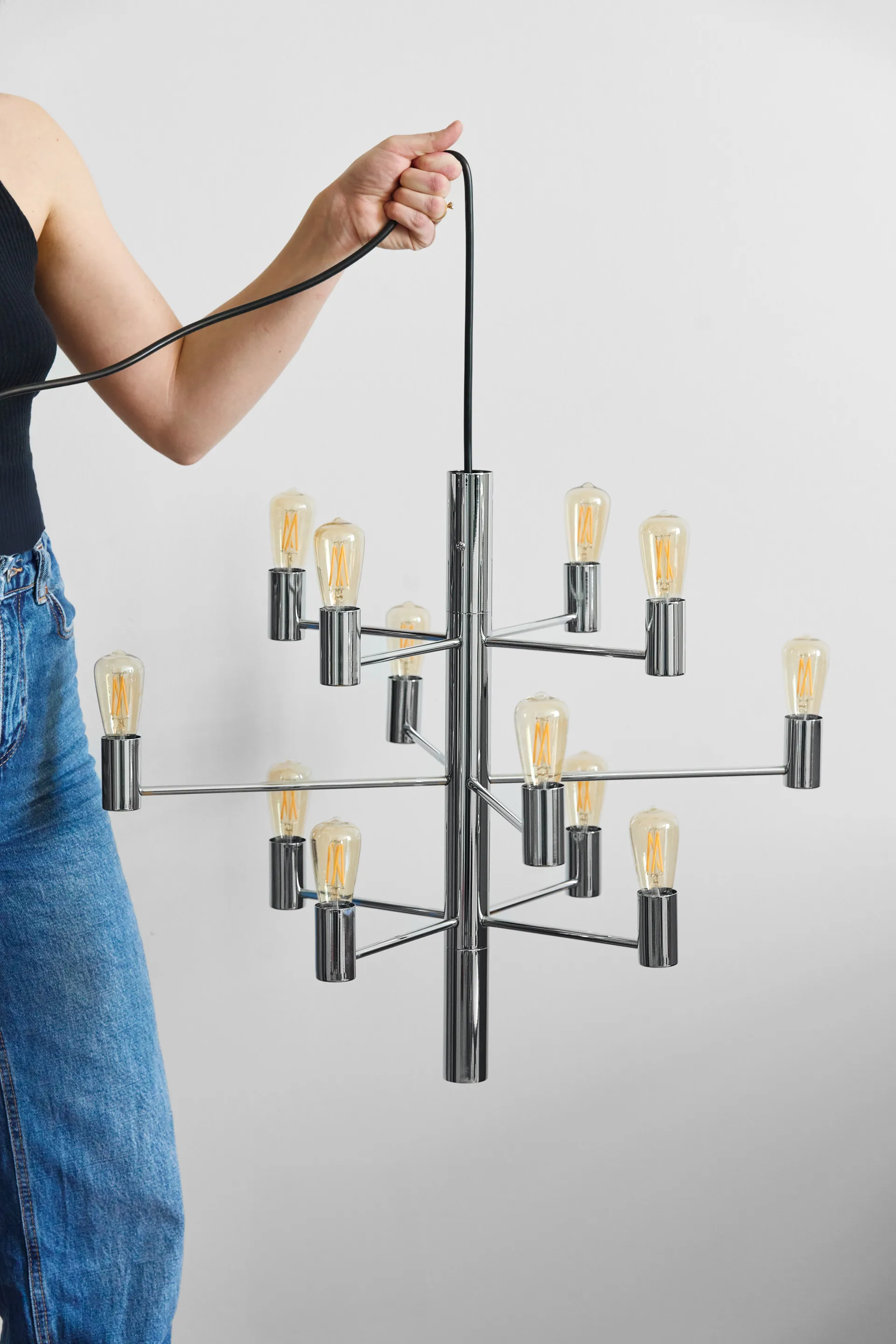 Żyrandol Manola 12, chrom Herstal