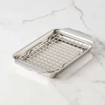 Hestan Ovenbond blacha do pieczenia z rusztem chłodzącym - Stal nierdzewna, 16,8x28,8 cm - Hestan
