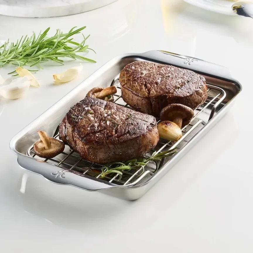 Hestan Ovenbond blacha do pieczenia z rusztem chłodzącym, Stal nierdzewna, 16,8x28,8 cm Hestan