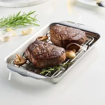 Hestan Ovenbond blacha do pieczenia z rusztem chłodzącym - Stal nierdzewna, 16,8x28,8 cm - Hestan