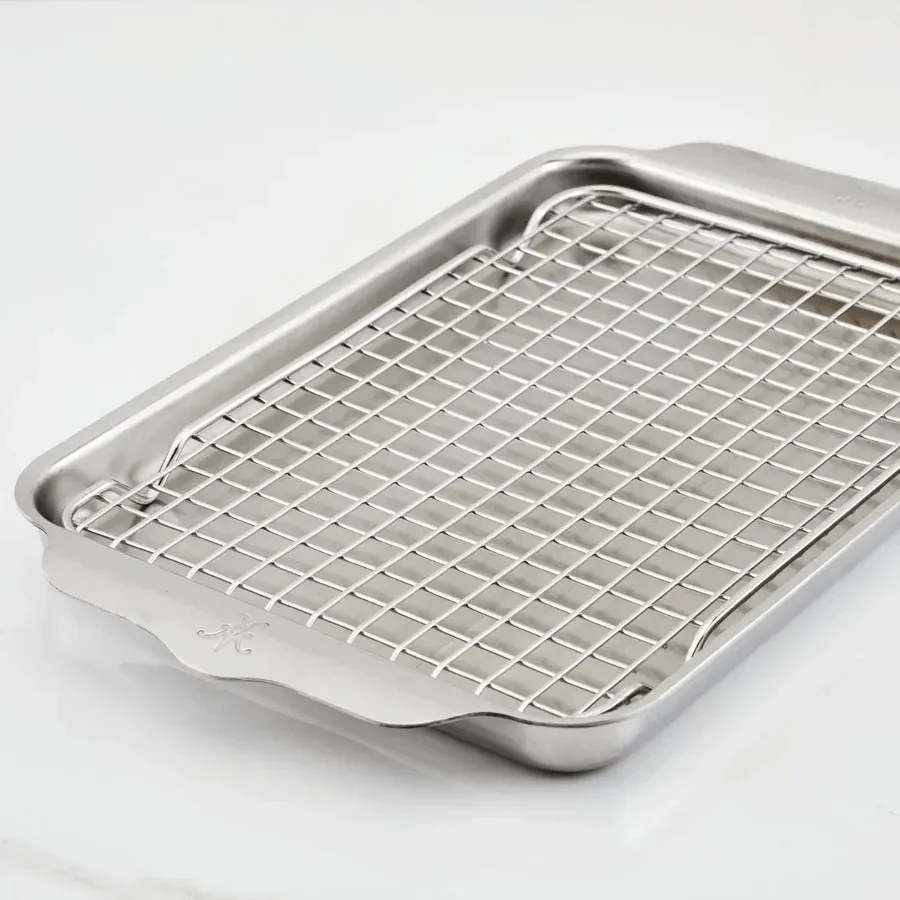 Patelnia kwarcowa z rusztem do piekarnika Hestan OvenBond, Stal nierdzewna, 24x39 cm Hestan