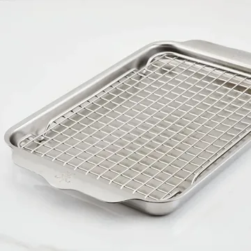 Patelnia kwarcowa z rusztem do piekarnika Hestan OvenBond - Stal nierdzewna, 24x39 cm - Hestan