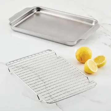 Patelnia kwarcowa z rusztem do piekarnika Hestan OvenBond - Stal nierdzewna, 24x39 cm - Hestan