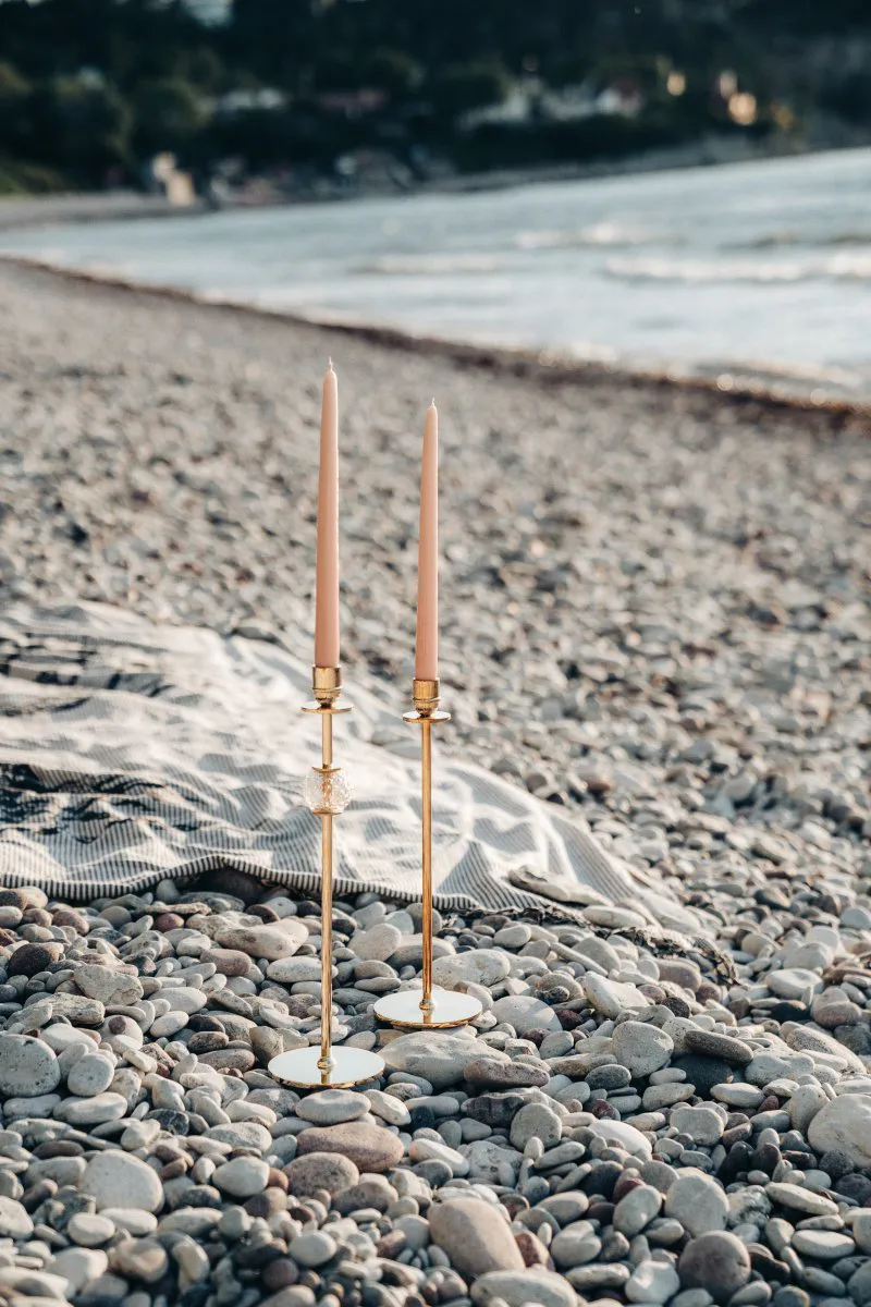 Alba świecznik 30 cm, Lity mosiądz i szkło Hilke Collection