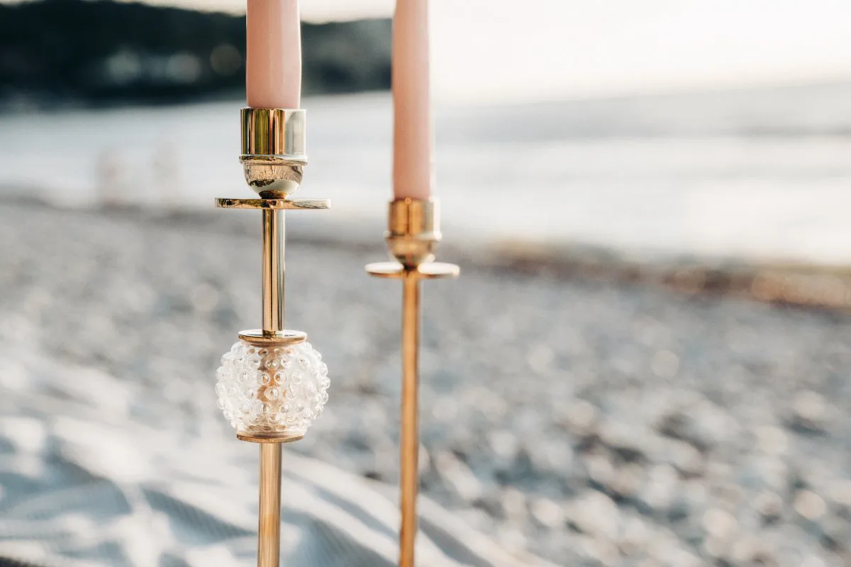 Alba świecznik 30 cm, Lity mosiądz i szkło Hilke Collection