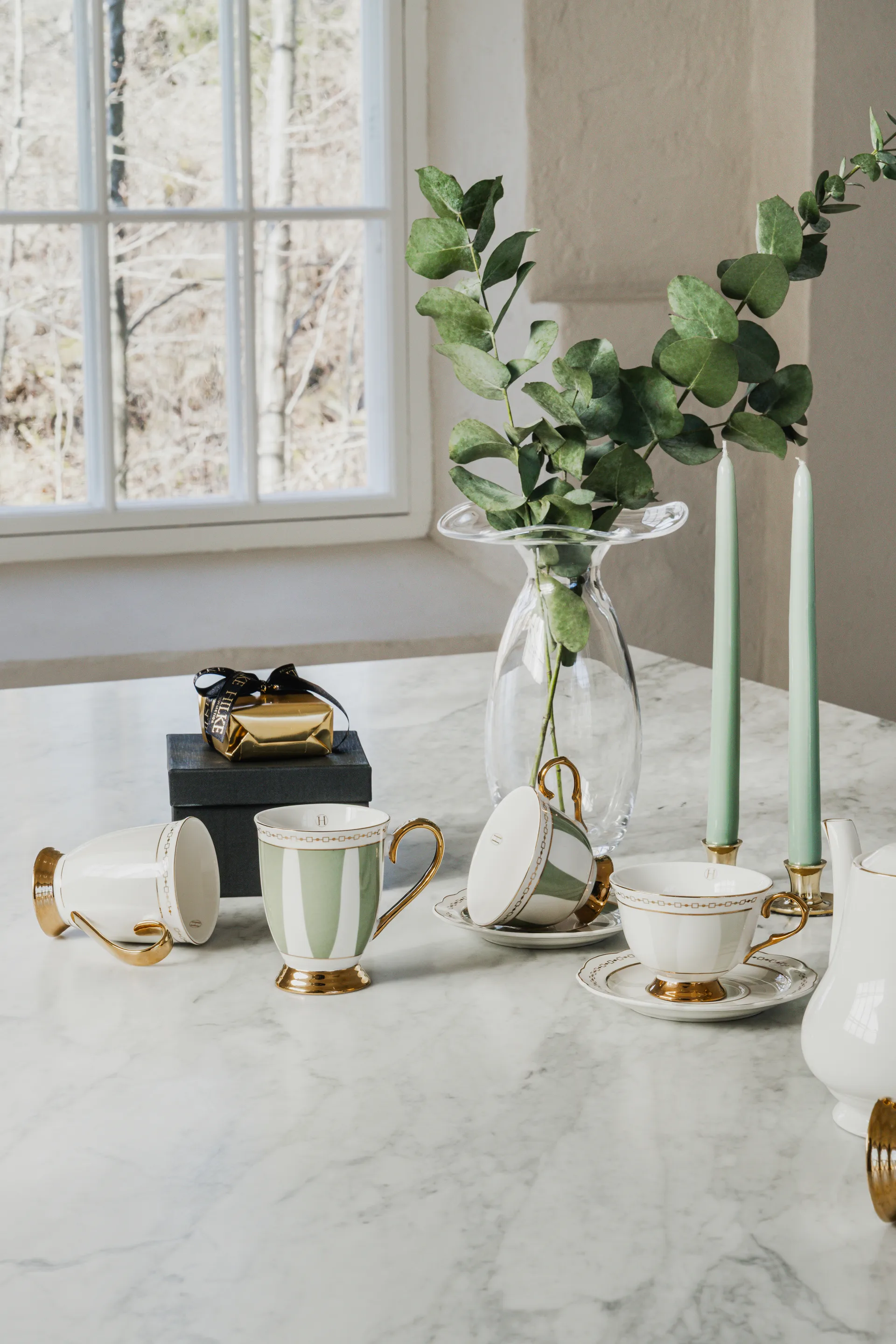 Filiżanka ze spodkiem Strisce Salvia, 22 cl Hilke Collection