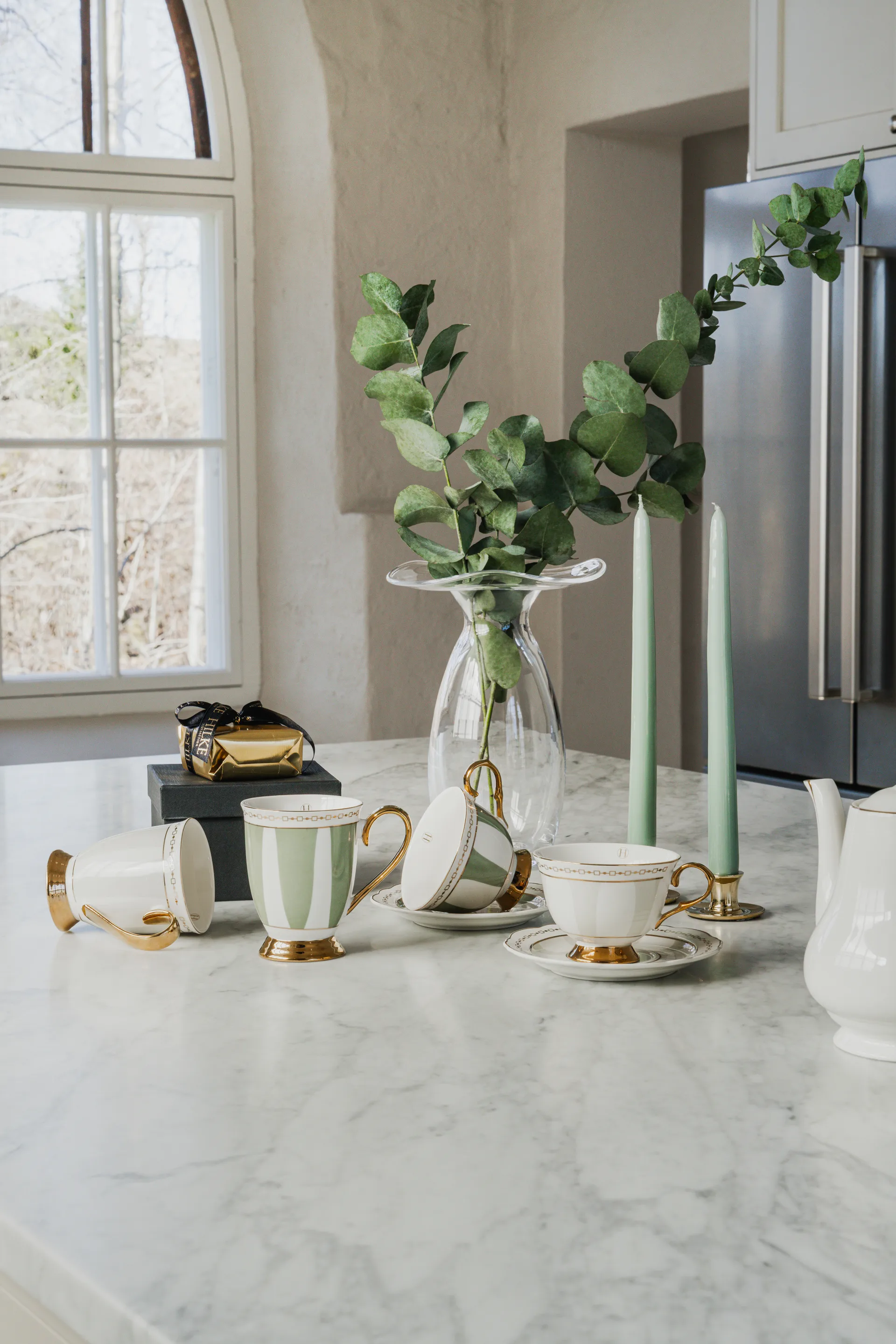 Filiżanka ze spodkiem Strisce Salvia, 22 cl Hilke Collection