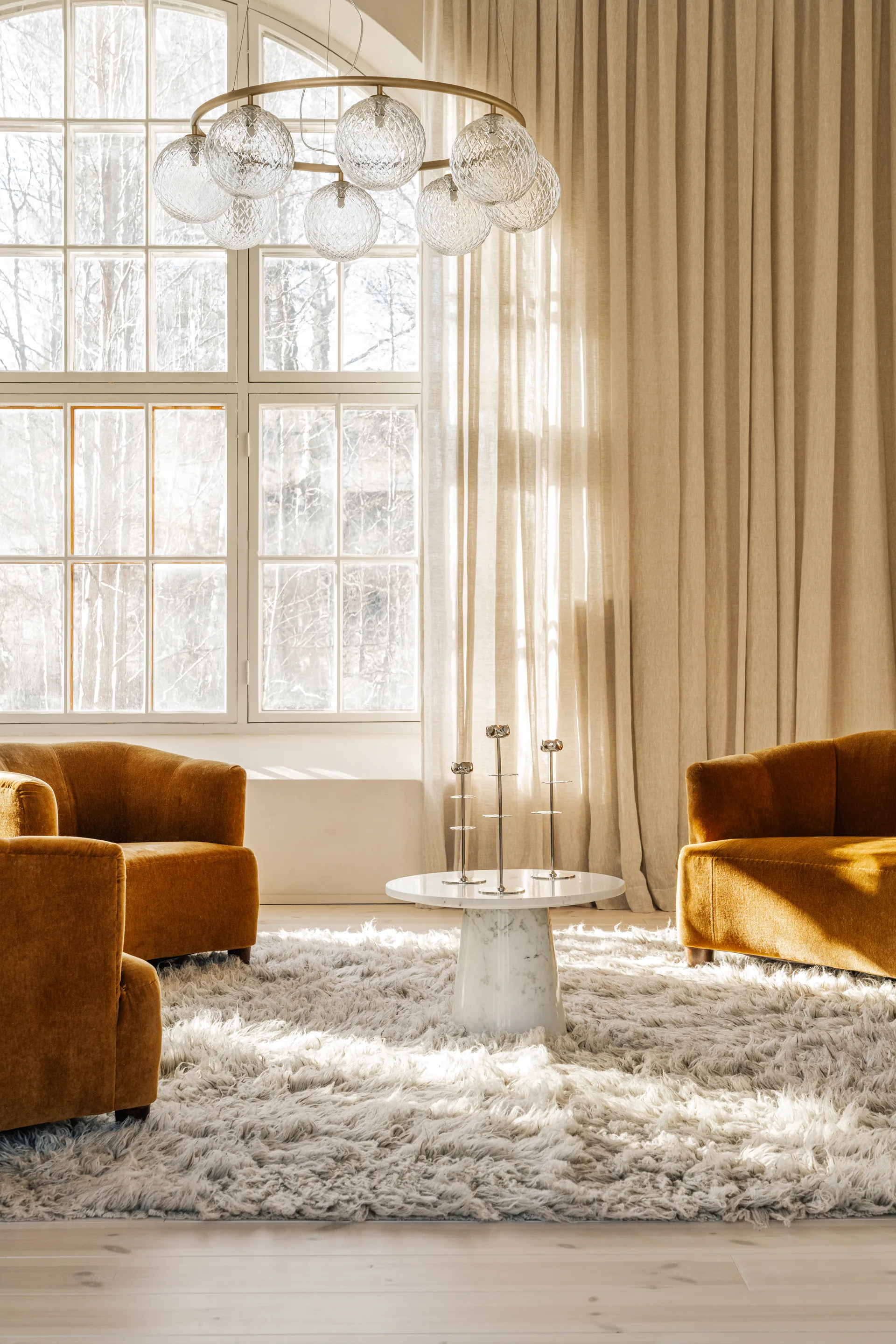 Ninfea Alta świecznik 30 cm, Niklowany mosiądz Hilke Collection