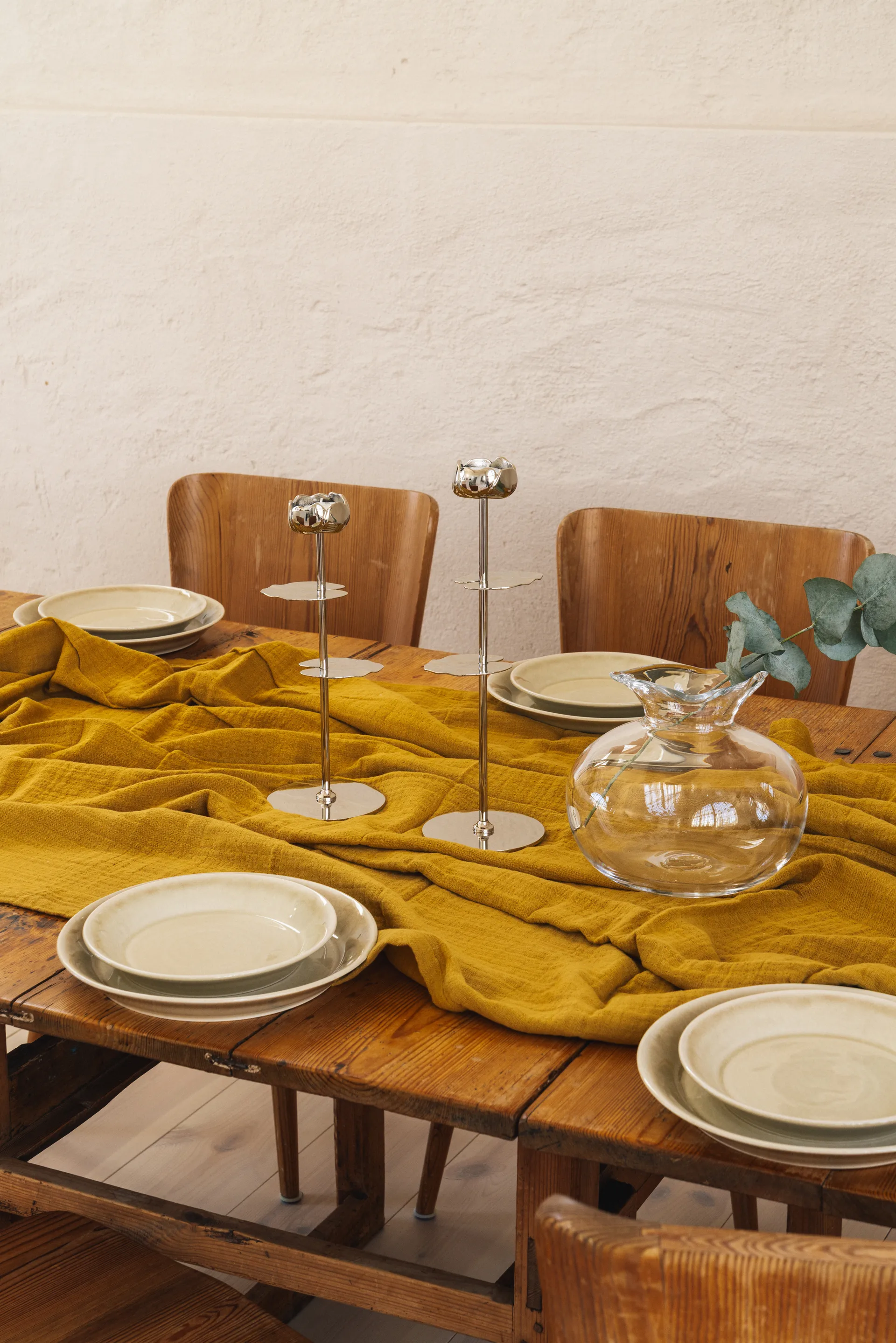 Ninfea Alta świecznik 30 cm, Niklowany mosiądz Hilke Collection