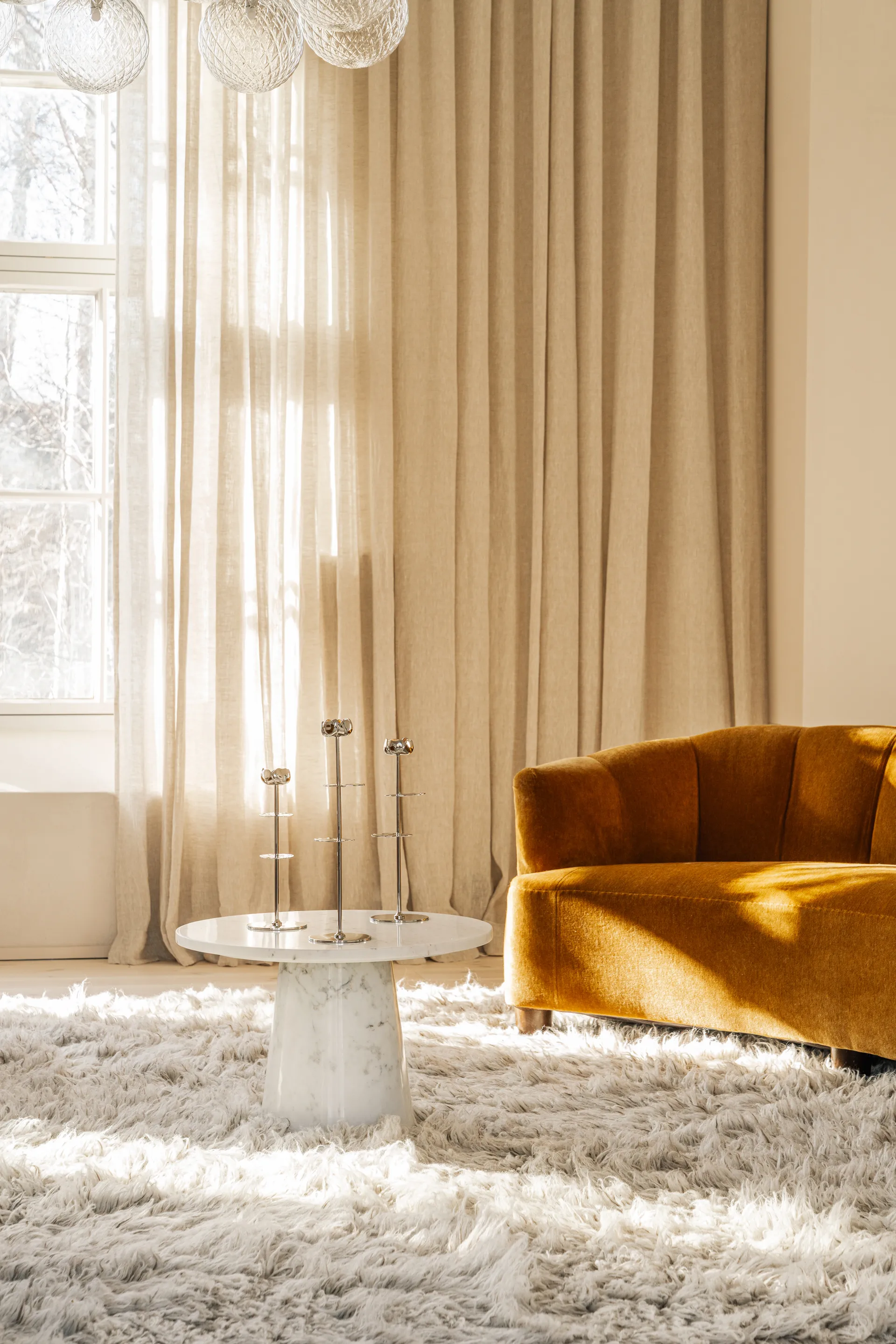 Ninfea Alta świecznik 35 cm, Niklowany mosiądz Hilke Collection