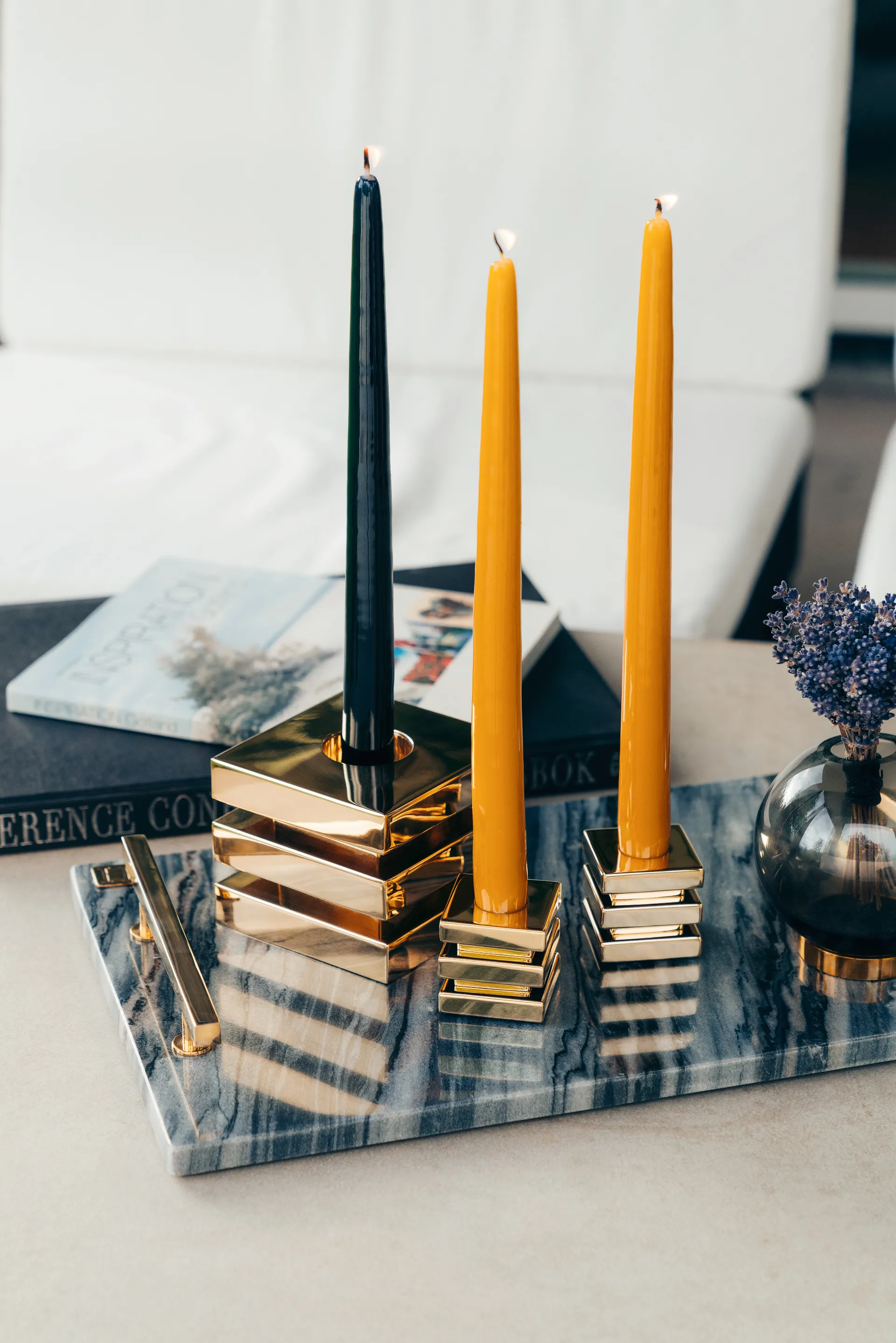 Świece stołowe 30 cm 6 szt., Czarny połysk Hilke Collection