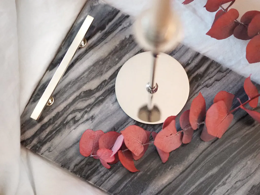 Taca Hilke Collection 40,5x25,5 cm, Szary marmur-niklowany mosiądz Hilke Collection