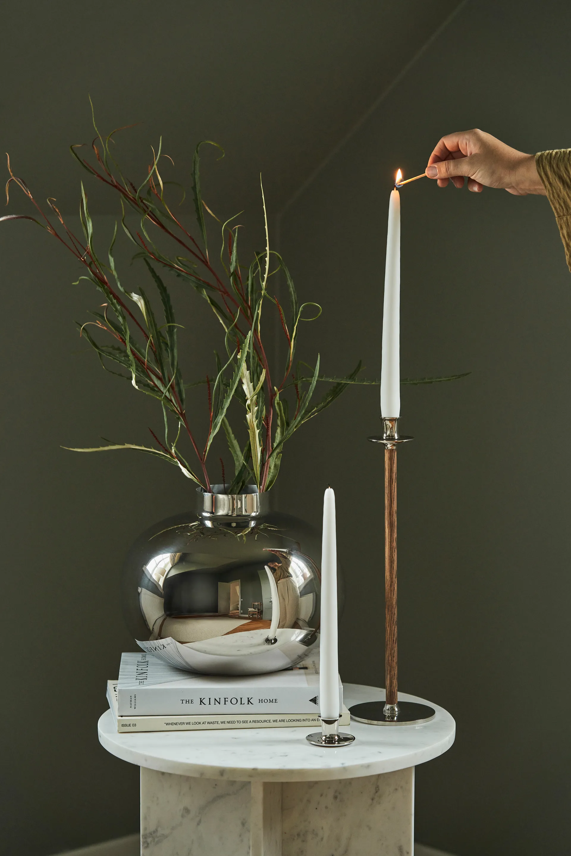 Wazon Amico Ø29 cm, Niklowany mosiądz Hilke Collection