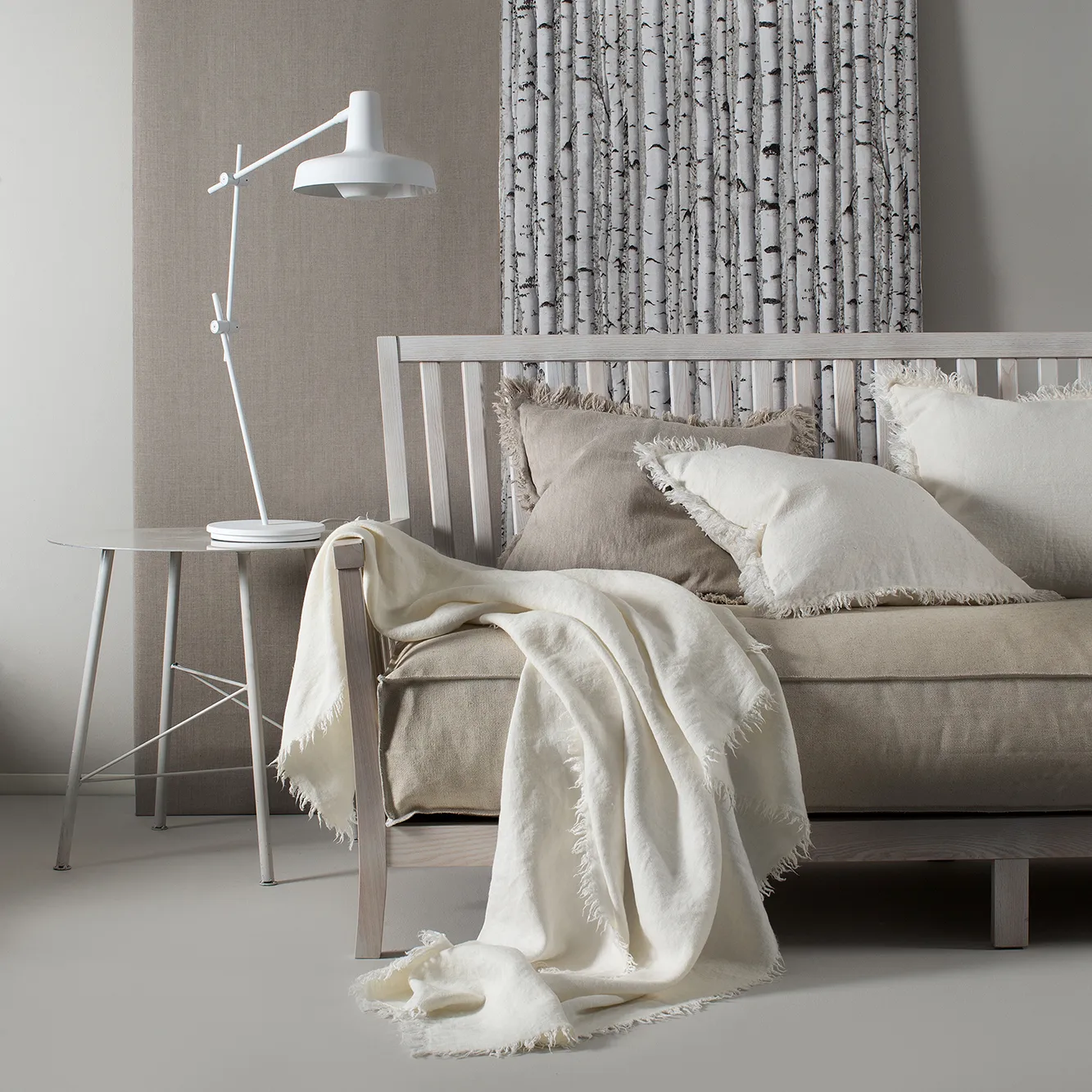 Merlin pled lniany 130x170 cm, Off-white (biały) Himla