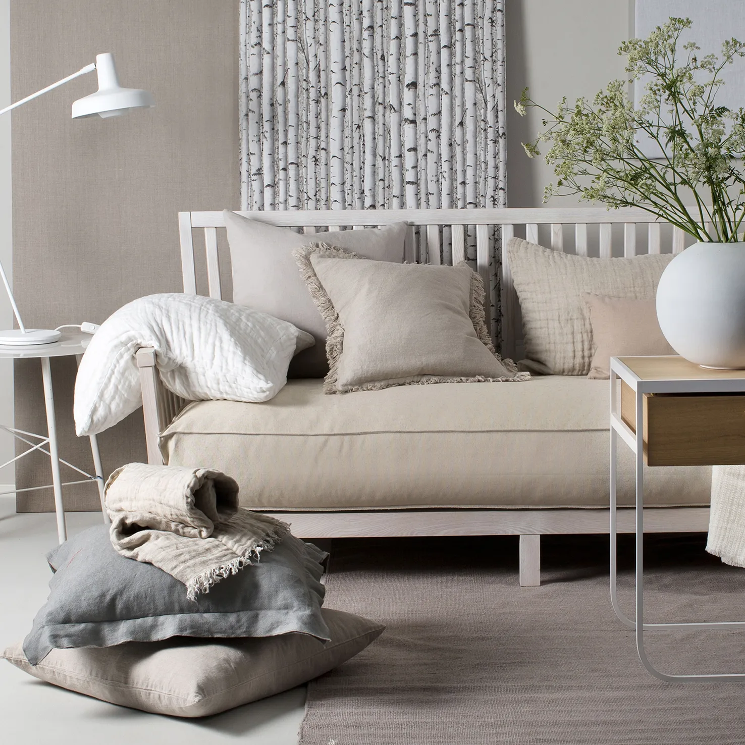 Poszewka na poduszkę Merlin 50x50 cm, Naturalny (beżowy) Himla