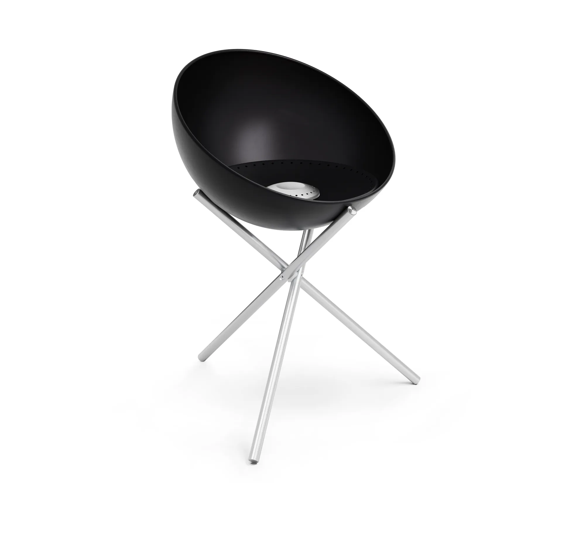 Palenisko BOWL 57, Czarno-srebrny, stelaż typu trójnóg Höfats