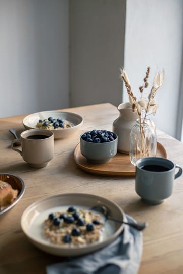 Kubek ceramiczny Höganäs Daga 300 ml - Biały z niebieskim kantem - Höganäs Keramik