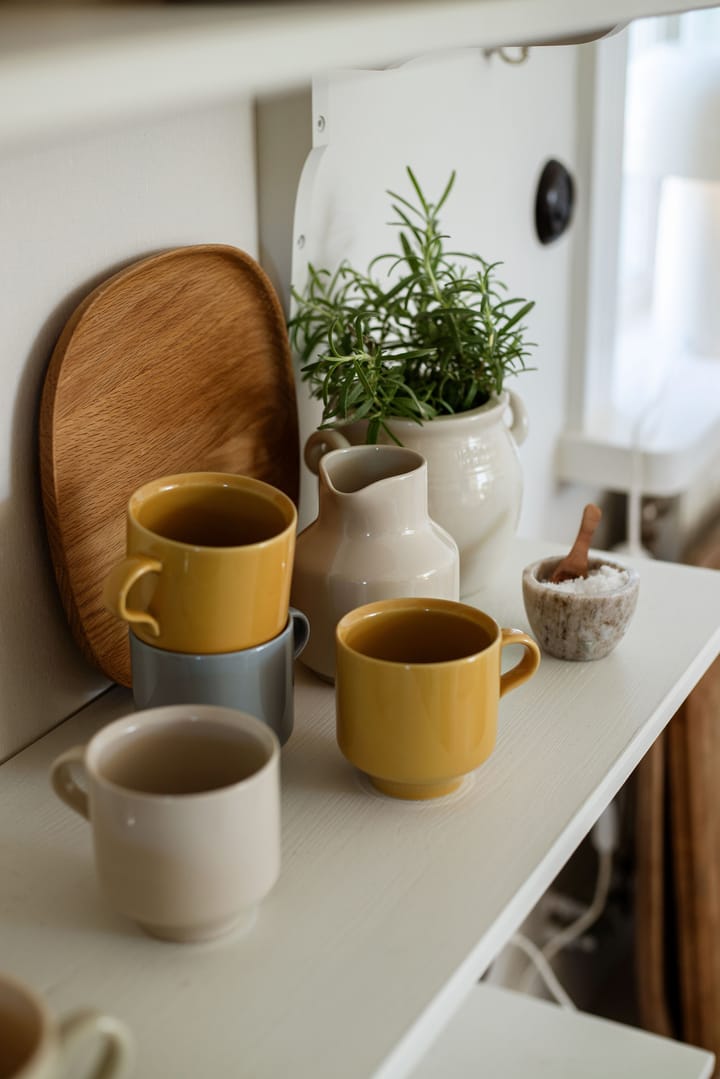 Kubek ceramiczny Höganäs Daga 300 ml, Biały z niebieskim kantem Höganäs Keramik