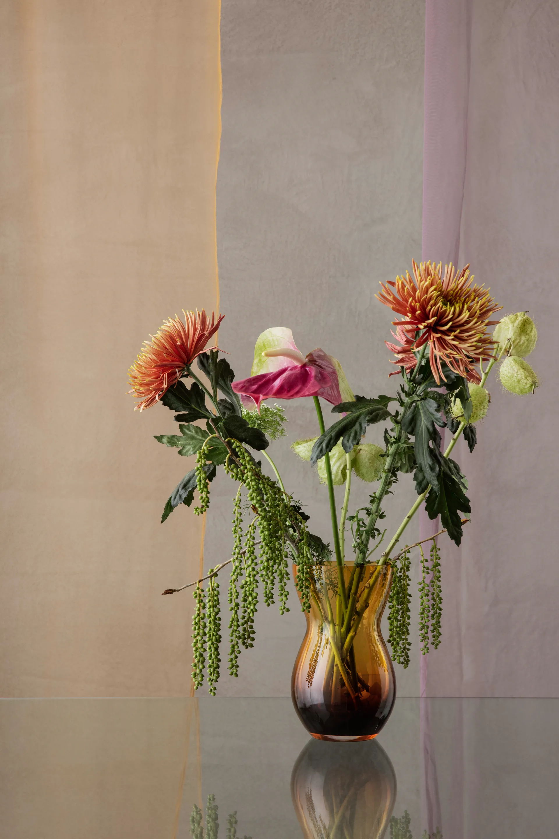 Wazon Calabas 1 cm, Duo Burgundy-amber Holmegaard