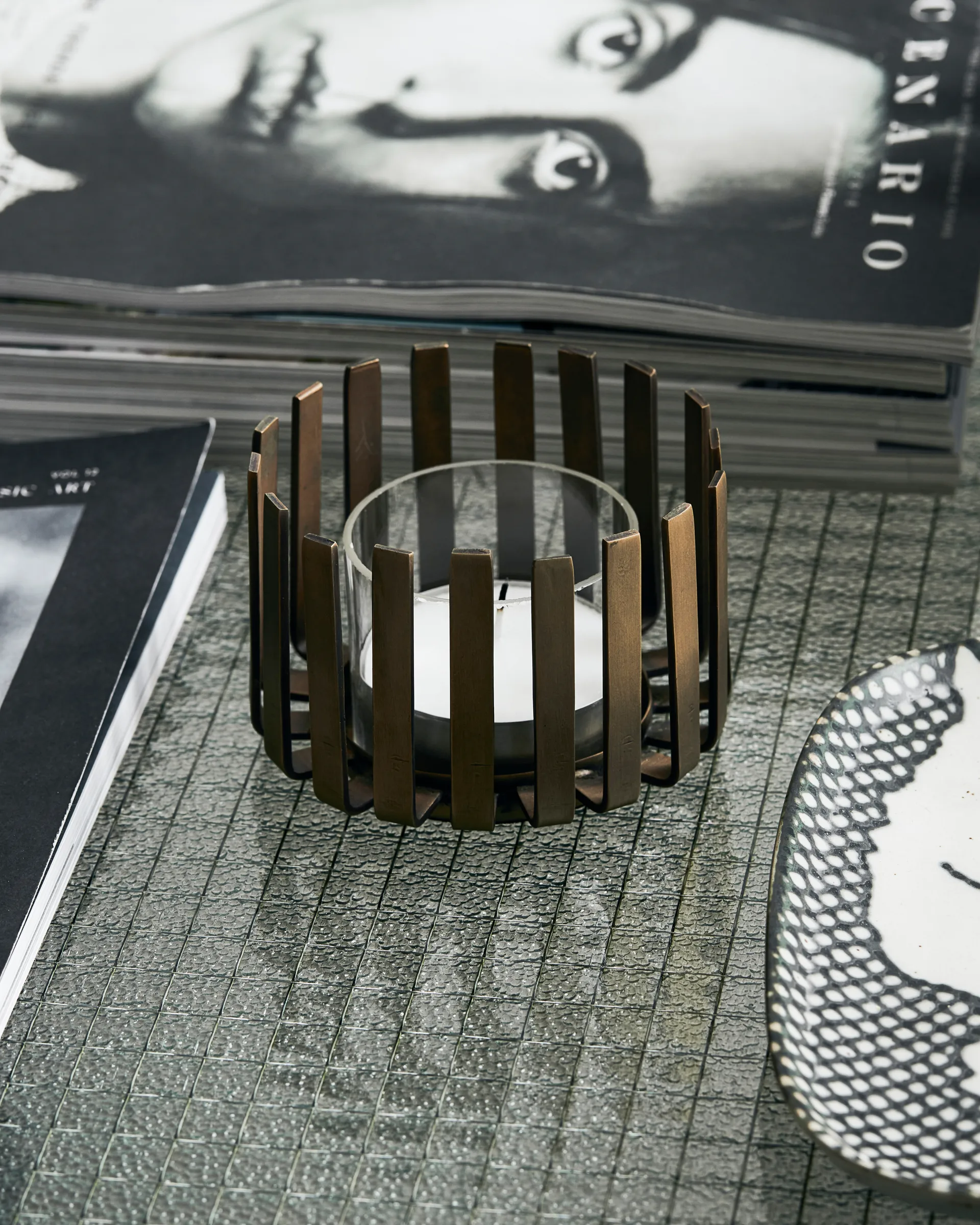 Bars tea light holder Ø10 cm, Mosiądz postarzany House Doctor