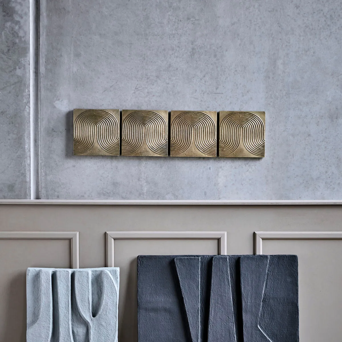 Dekoracja ścienna List 4-pak, Antyczny mosiądz House Doctor