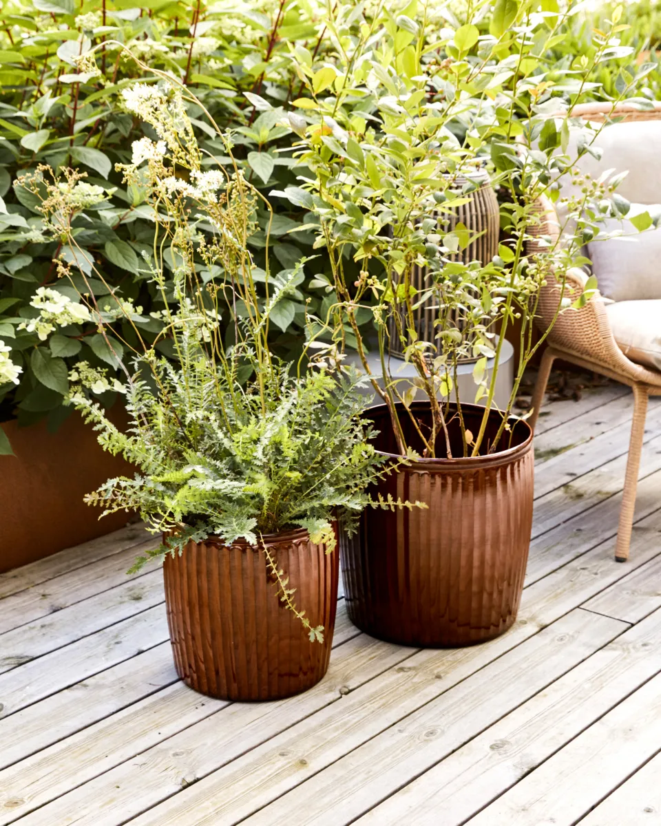 Doniczka Groove 2 szt. small, Brązowy House Doctor