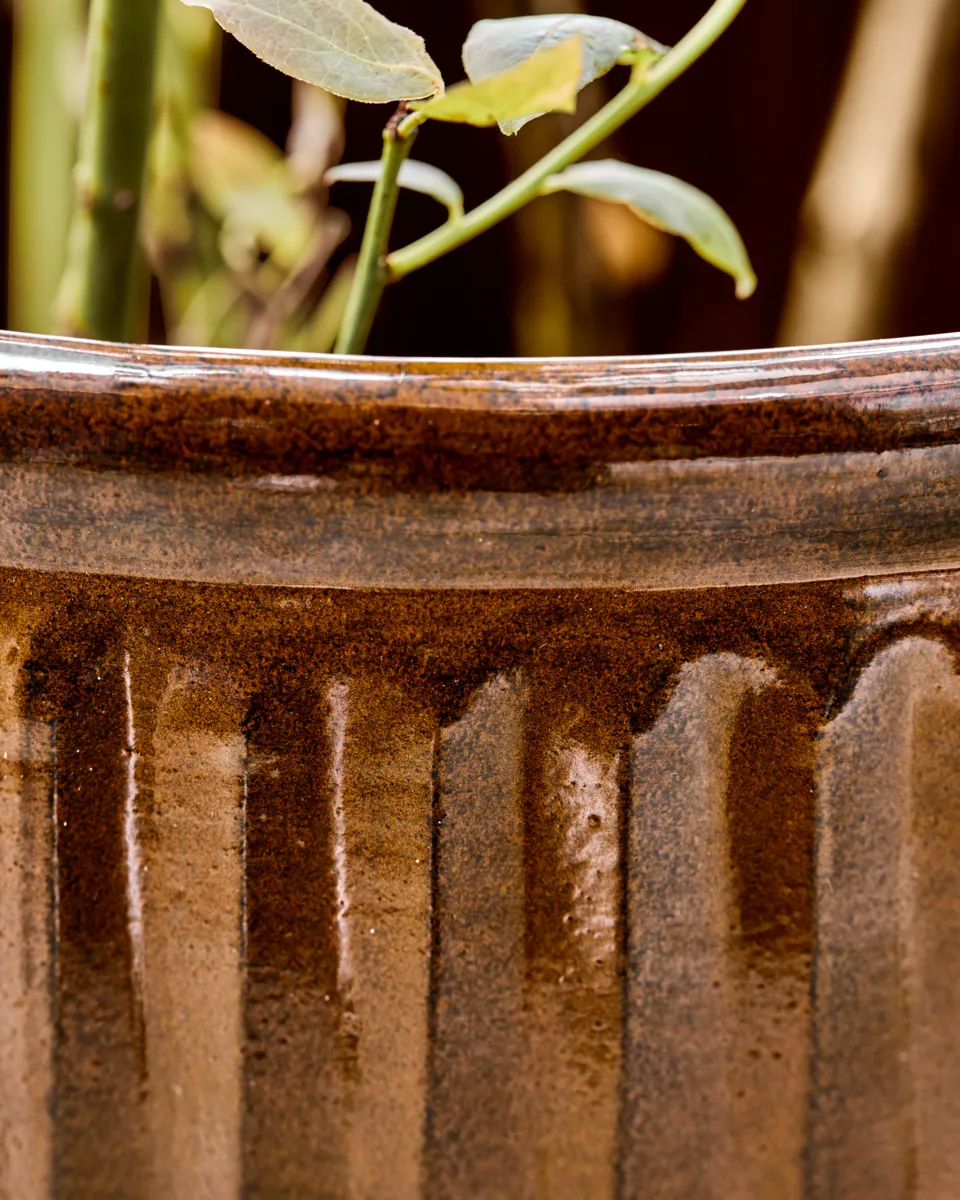 Doniczka Groove 2 szt. small, Brązowy House Doctor