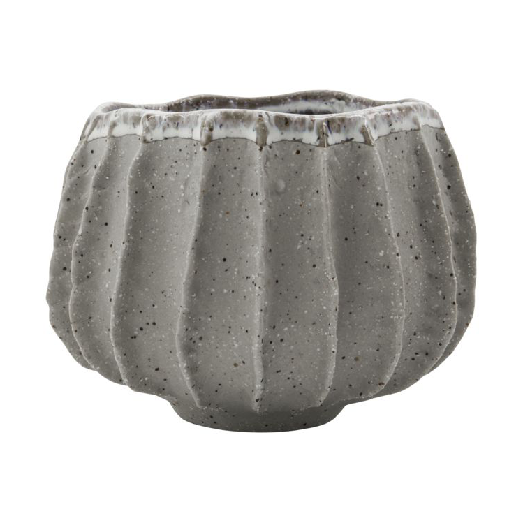House Doctor Doniczka Shell Ø18 cm Szara | Skandynawski Design | Garnki i brytfanny | Szary