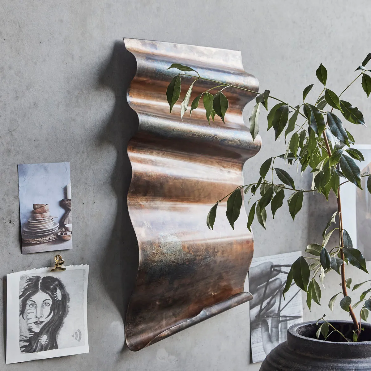 Faha wall art 30x60 cm, Antyczny brąz House Doctor