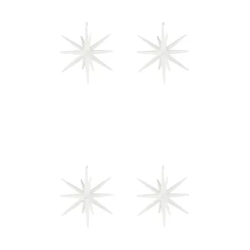 Gwiazda choinkowa Spike Ø12 cm 4 szt. - Biały mosiądz - brokat - House Doctor