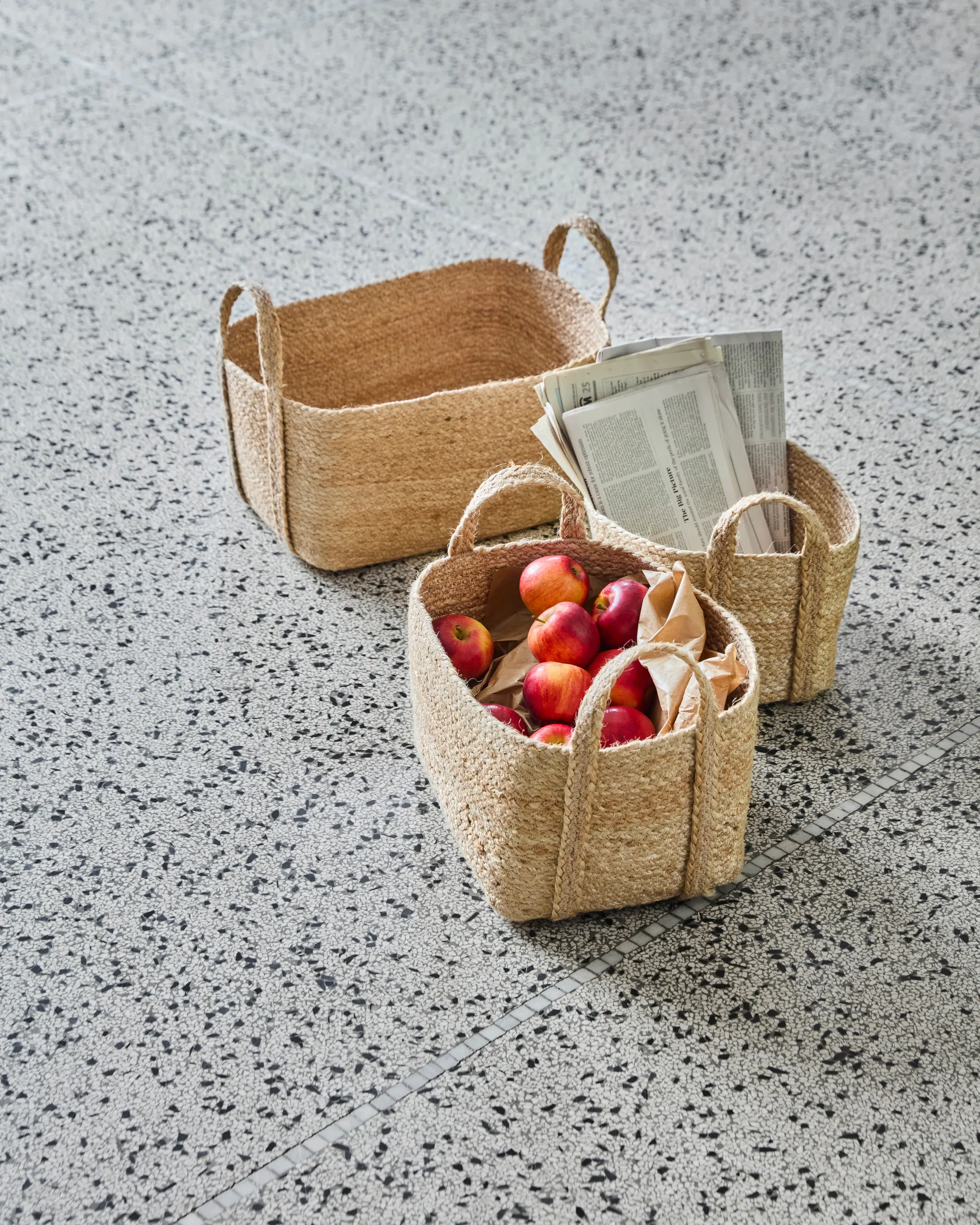 Kosz do przechowywania Stella, 3 części, niski, Naturalny House Doctor