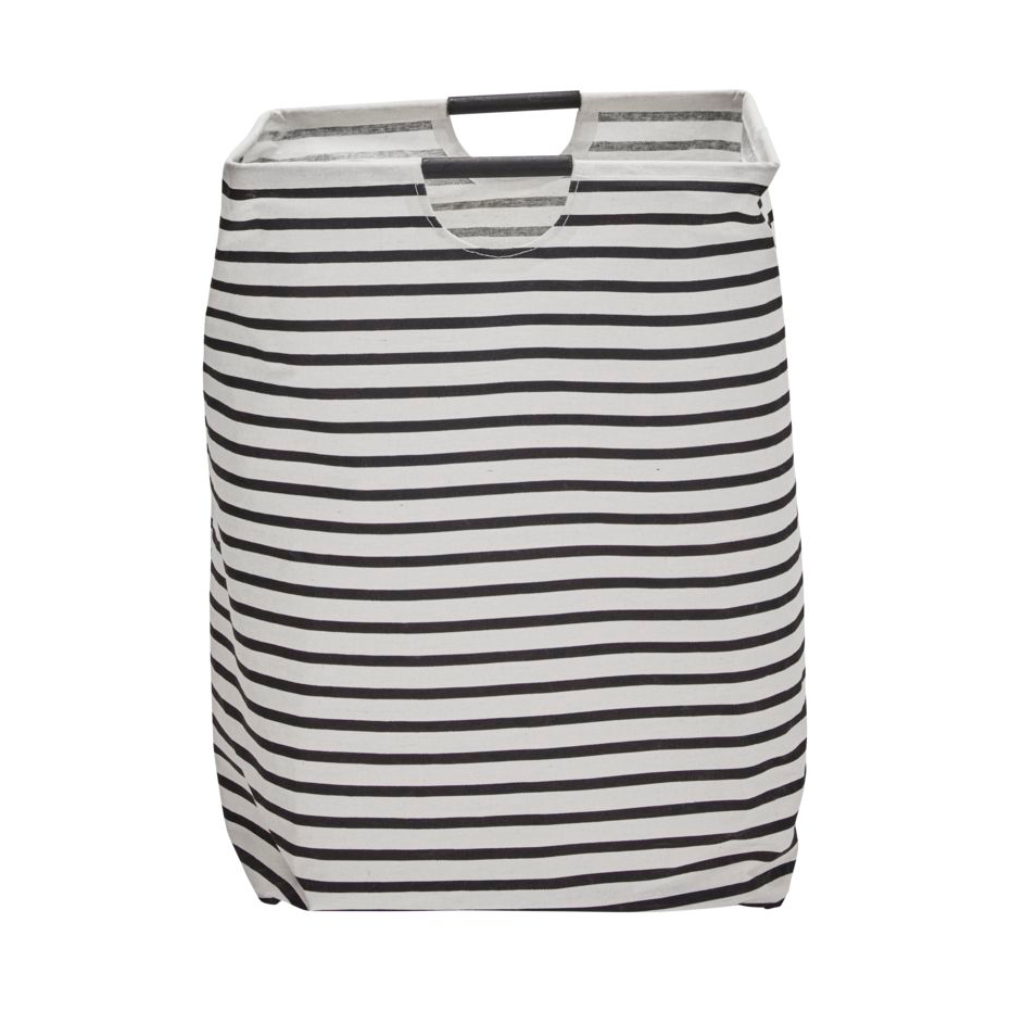 House Doctor Kosz na pranie Stripes Czarno-biały | Skandynawski Design | Kosze na pranie | Czarny