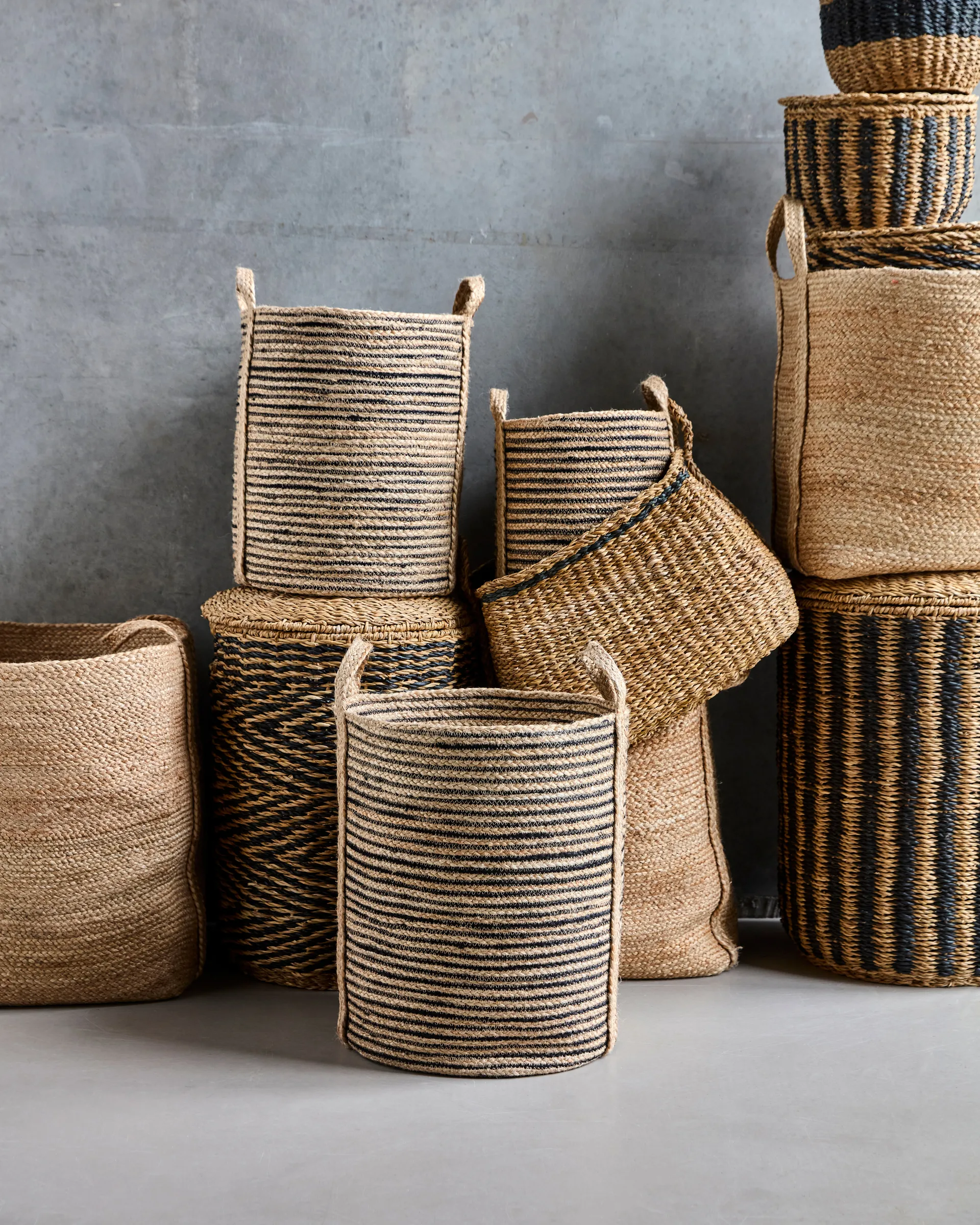 Koszyk do przechowywania Dungi, 3-pak., Czarny-naturalny House Doctor