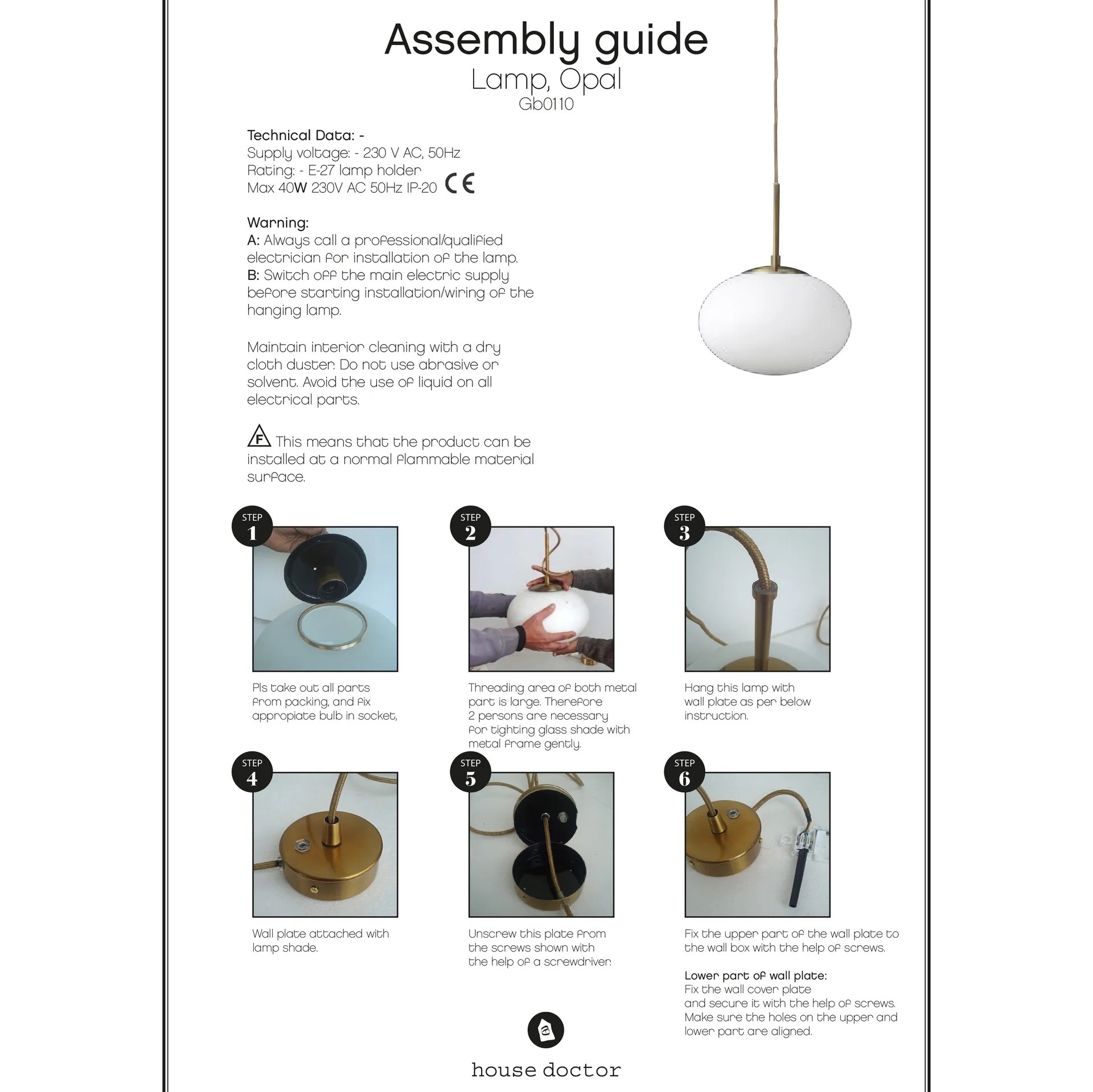 Lampa stołowa Opal, biały House Doctor