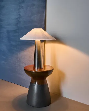 Lampa stołowa Soffi - Szczotkowane srebro-Off-White, Ø42x48 cm - House Doctor